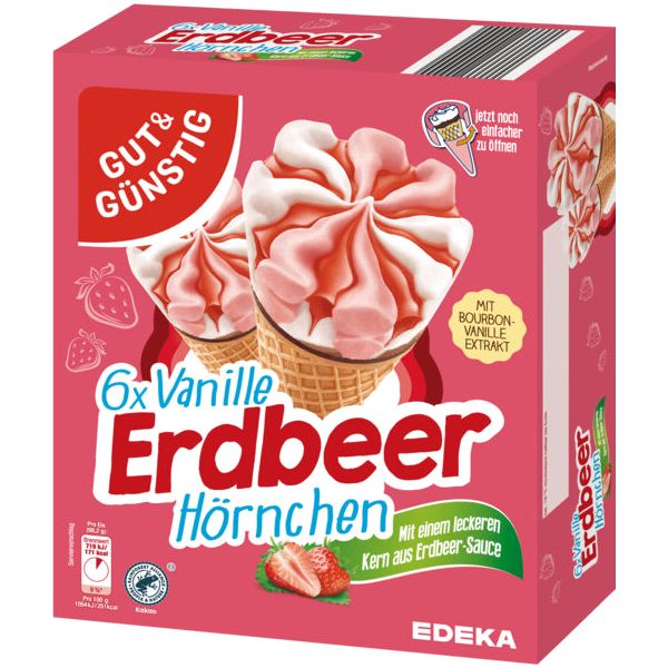GUT&GÜNSTIG Vanille Erdbeer Hörnchen 6x120ml foodpipe [Lebensmittel-Lieferservice Rostock]