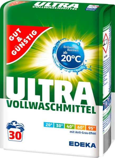 GUT&GÜNSTIG Vollwaschmittel Ultra Pulver 30WL 2,025kg foodpipe [Lebensmittel-Lieferservice Rostock]