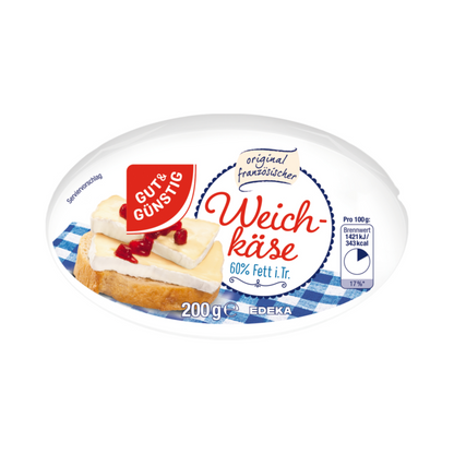 GUT&GÜNSTIG Weichkäse oval 60% 200g VLOG foodpipe [Lebensmittel-Lieferservice Rostock]