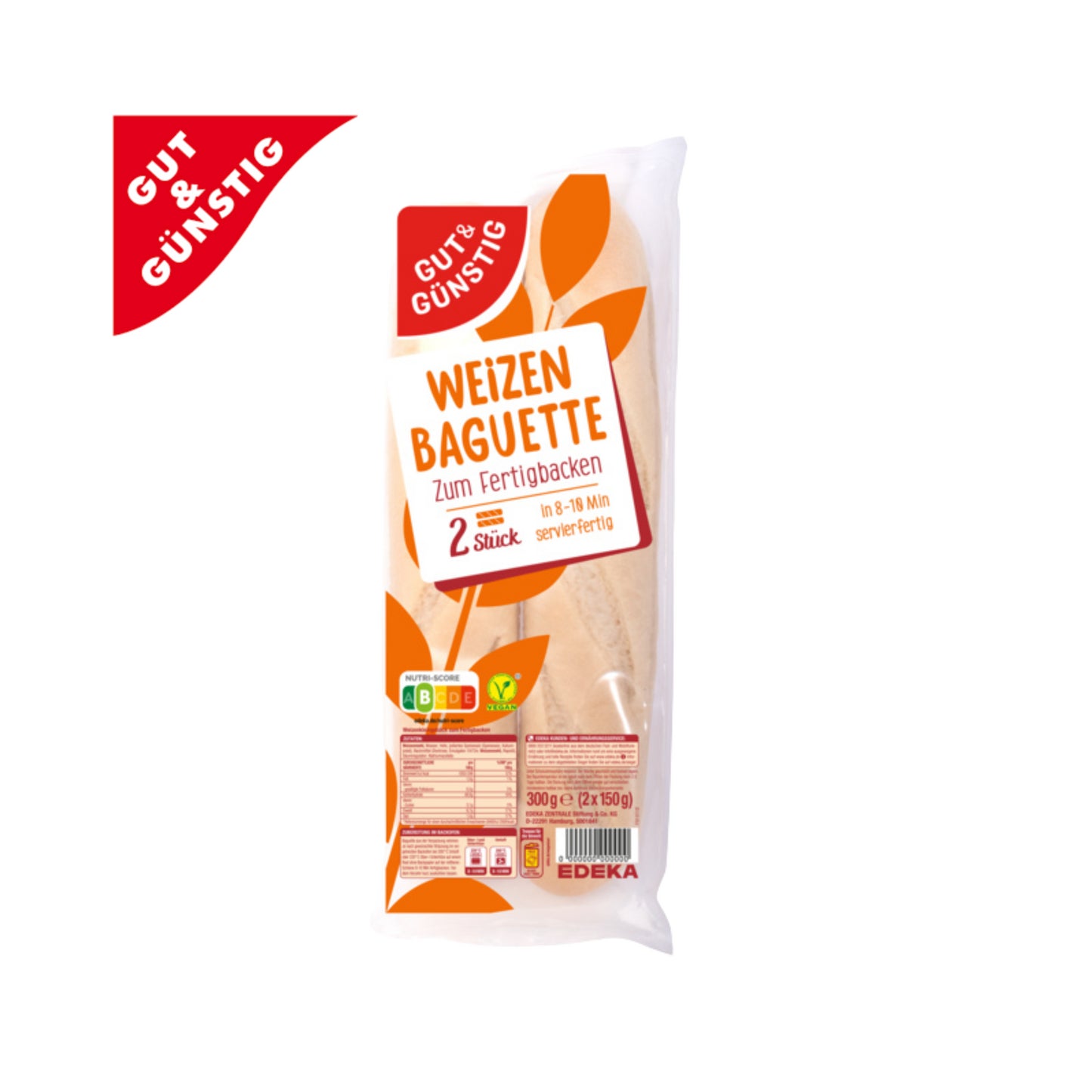 GUT&GÜNSTIG Weizen Baguette 2ST 300g foodpipe [Lebensmittel-Lieferservice Rostock]