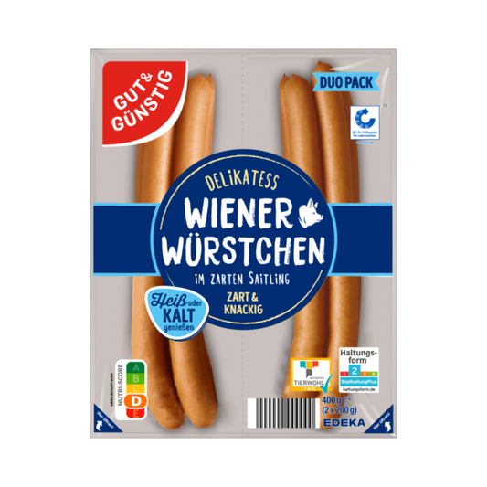 GUT&GÜNSTIG Wiener Würstchen 2x200g QS ITW foodpipe [Lebensmittel-Lieferservice Rostock]