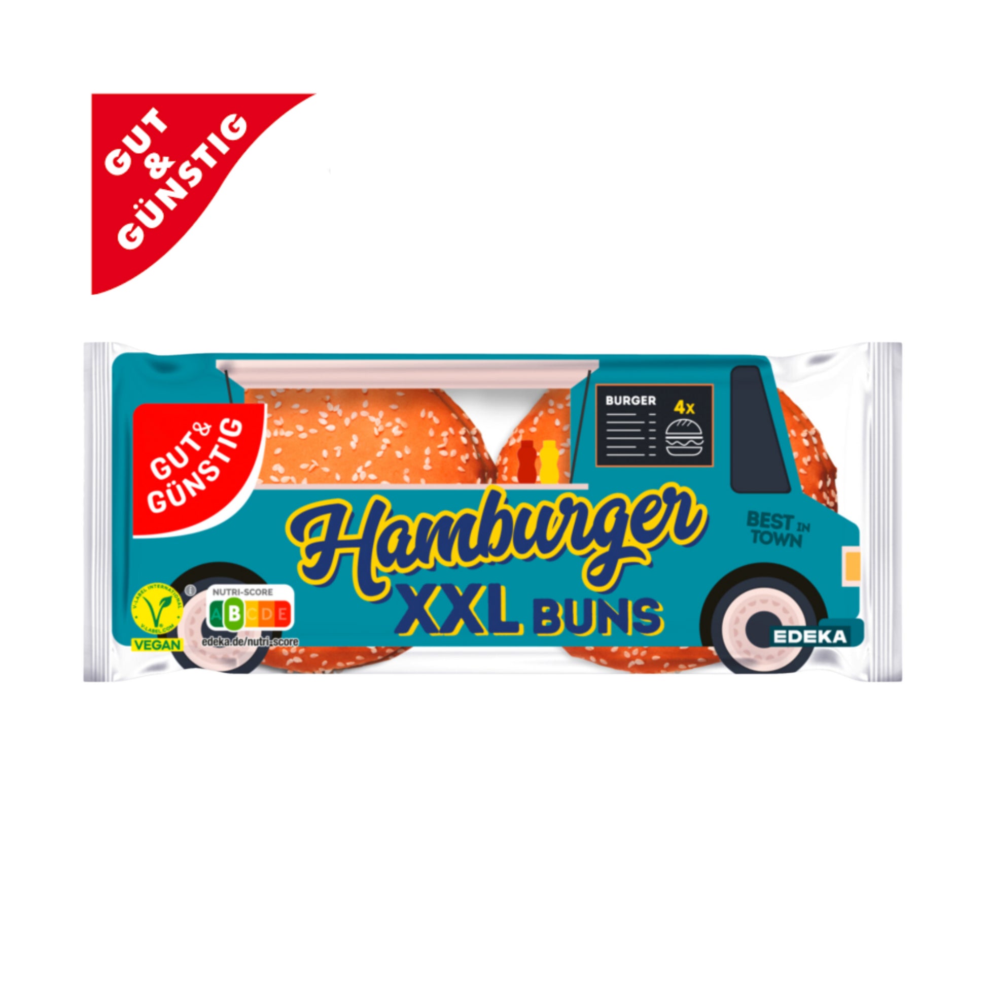 GUT&GÜNSTIG XXL Hamburger Buns mit Sesam 300g foodpipe [Lebensmittel-Lieferservice Rostock]