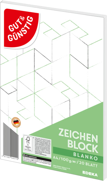 GUT&GÜNSTIG Zeichenblock A4 20BL foodpipe [Lebensmittel-Lieferservice Rostock]