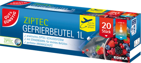 GUT&GÜNSTIG Ziptec-Gefrierbeutel 1l 20ST foodpipe [Lebensmittel-Lieferservice Rostock]