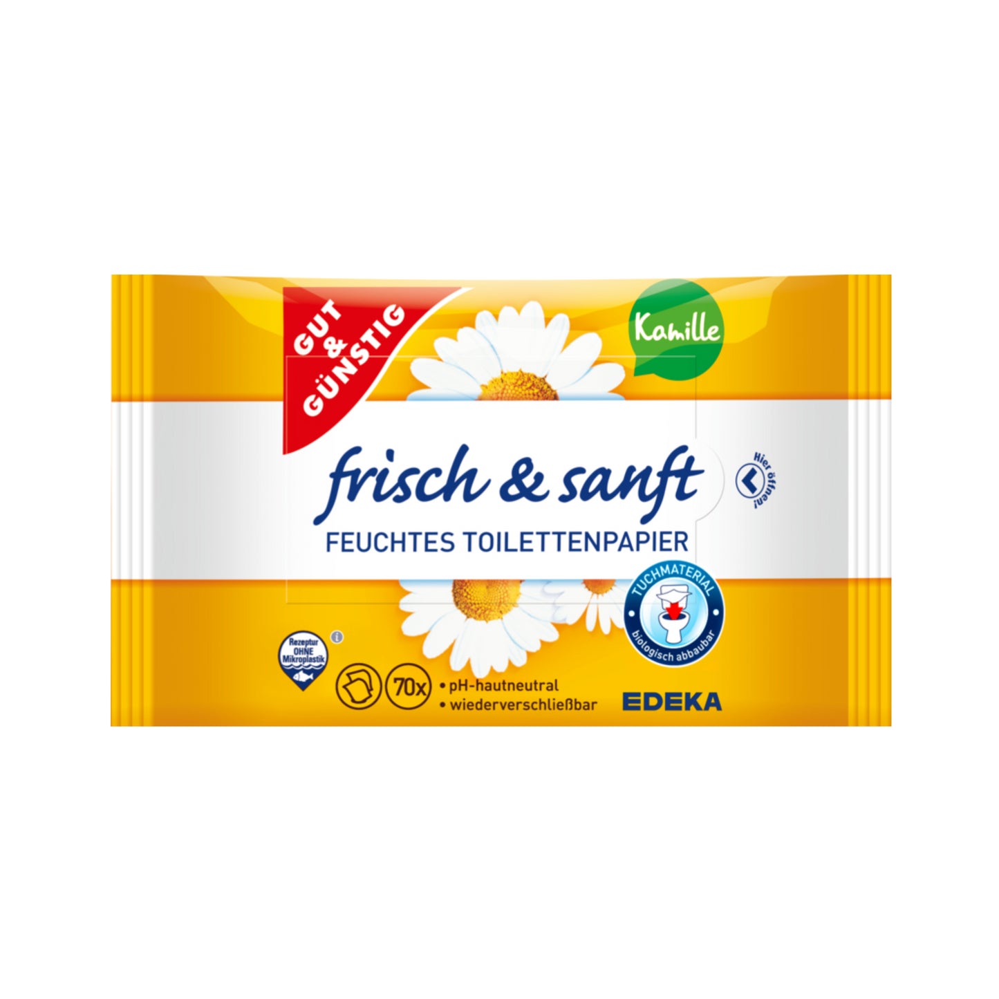 GUT&GÜNSTIG feuchtes Toilettenpapier Kamille Doppelpack 2x70Stück foodpipe [Lebensmittel-Lieferservice Rostock]