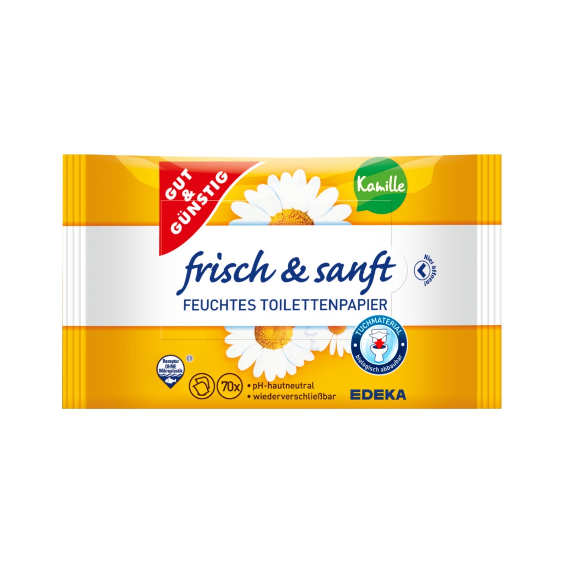 GUT&GÜNSTIG feuchtes Toilettenpapier Kamille Doppelpack 2x70Stück foodpipe [Lebensmittel-Lieferservice Rostock]
