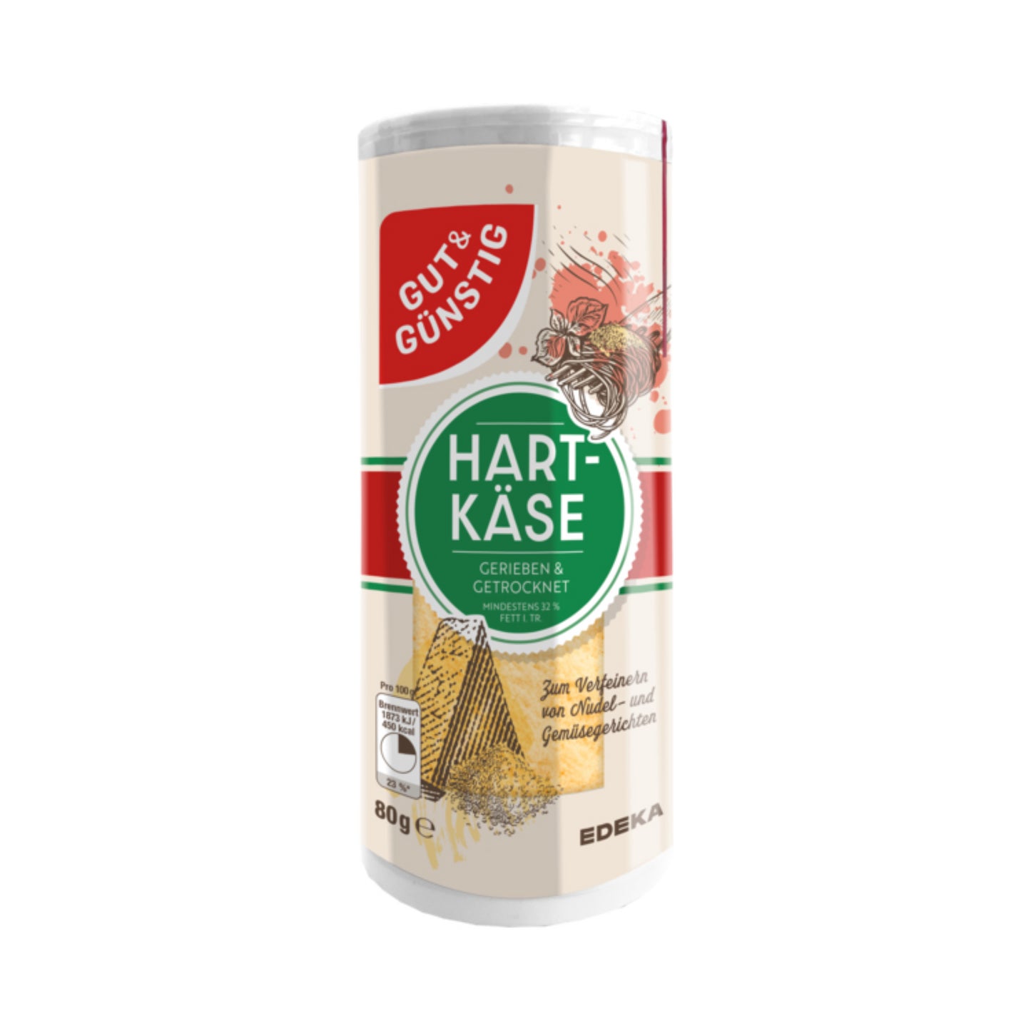 GUT&GÜNSTIG geriebener Hartkäse 32% 80g foodpipe [Lebensmittel-Lieferservice Rostock]