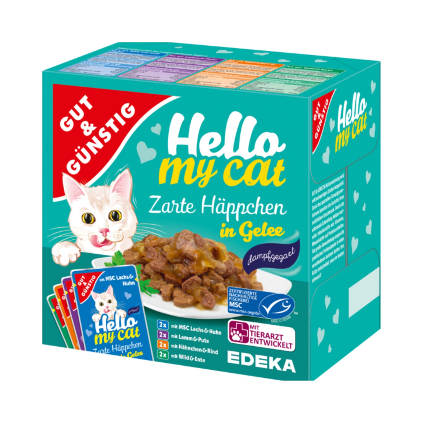 GUT&GÜNSTIG my cat Zarte Häppchen in Gelee 8x100g foodpipe [Lebensmittel-Lieferservice Rostock]