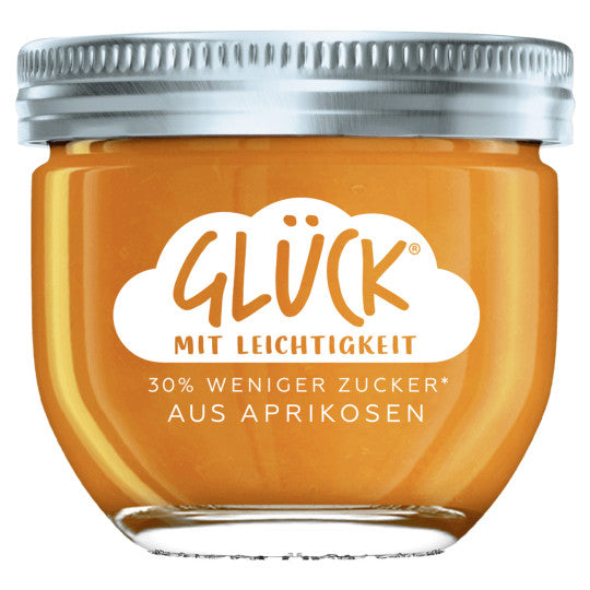 Glück Fruchtaufstrich Aprikose weniger Zucker 230g foodpipe [Lebensmittel-Lieferservice Rostock]