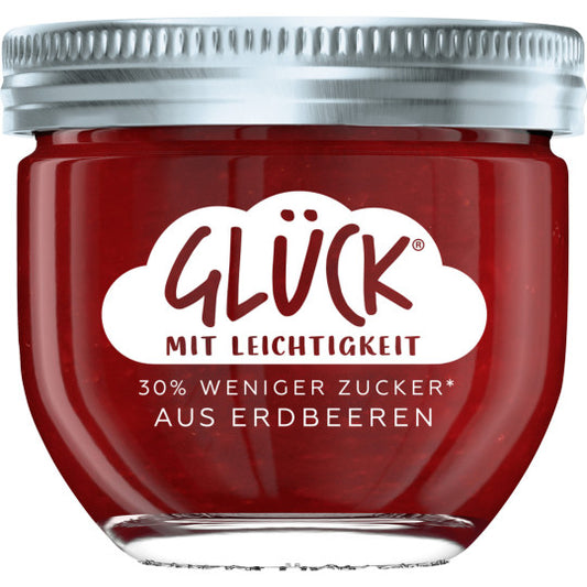 Glück Fruchtaufstrich Erdbeere weniger Zucker 230g foodpipe [Lebensmittel-Lieferservice Rostock]