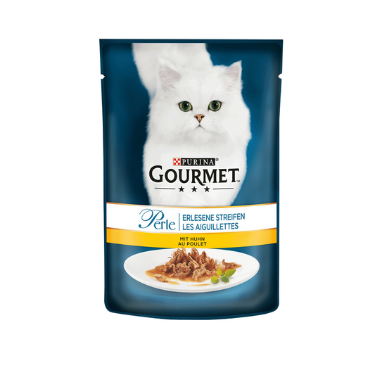 Gourmet Perle Erlesene Streifen mit Huhn Katzennassnahrung 85g foodpipe [Lebensmittel-Lieferservice Rostock]