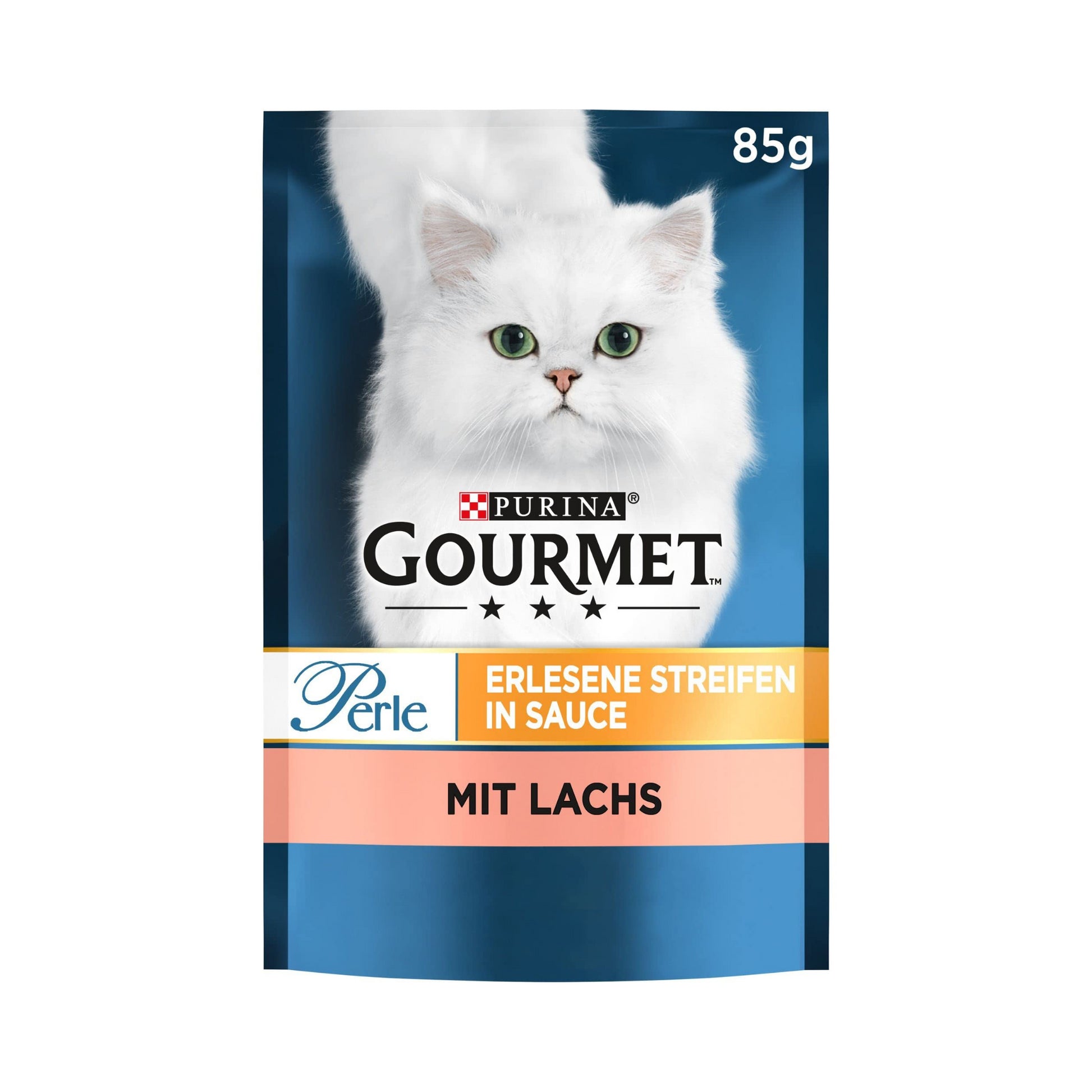 Gourmet Perle Erlesene Streifen mit Lachs Katzennassnahrung 85g foodpipe [Lebensmittel-Lieferservice Rostock]