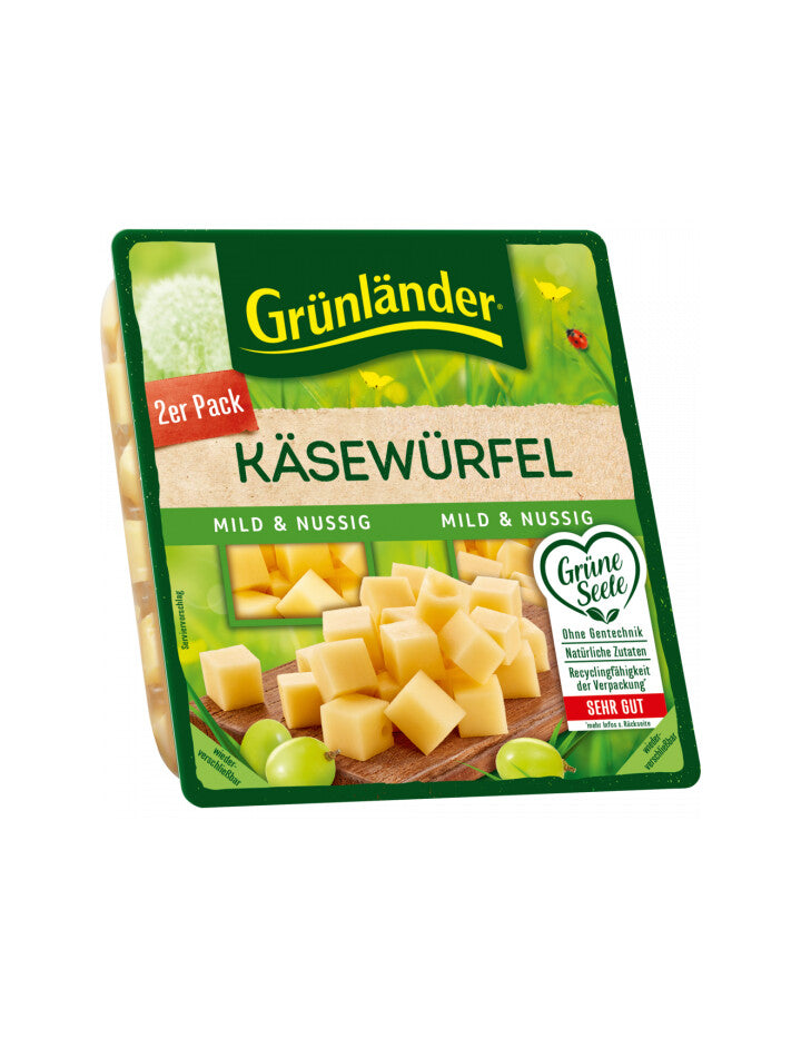 Grünländer Würfel Mild&Nussig 48% Vollfettstufe 2x60g foodpipe [Lebensmittel-Lieferservice Rostock]