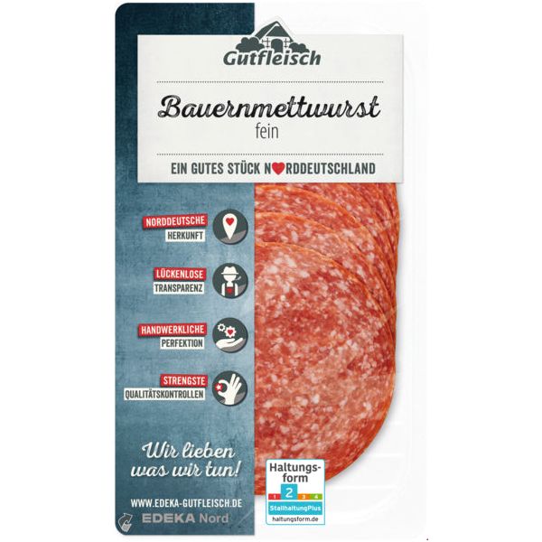 Gutfleisch Bauernmettwurst fein 80g foodpipe [Lebensmittel-Lieferservice Rostock]