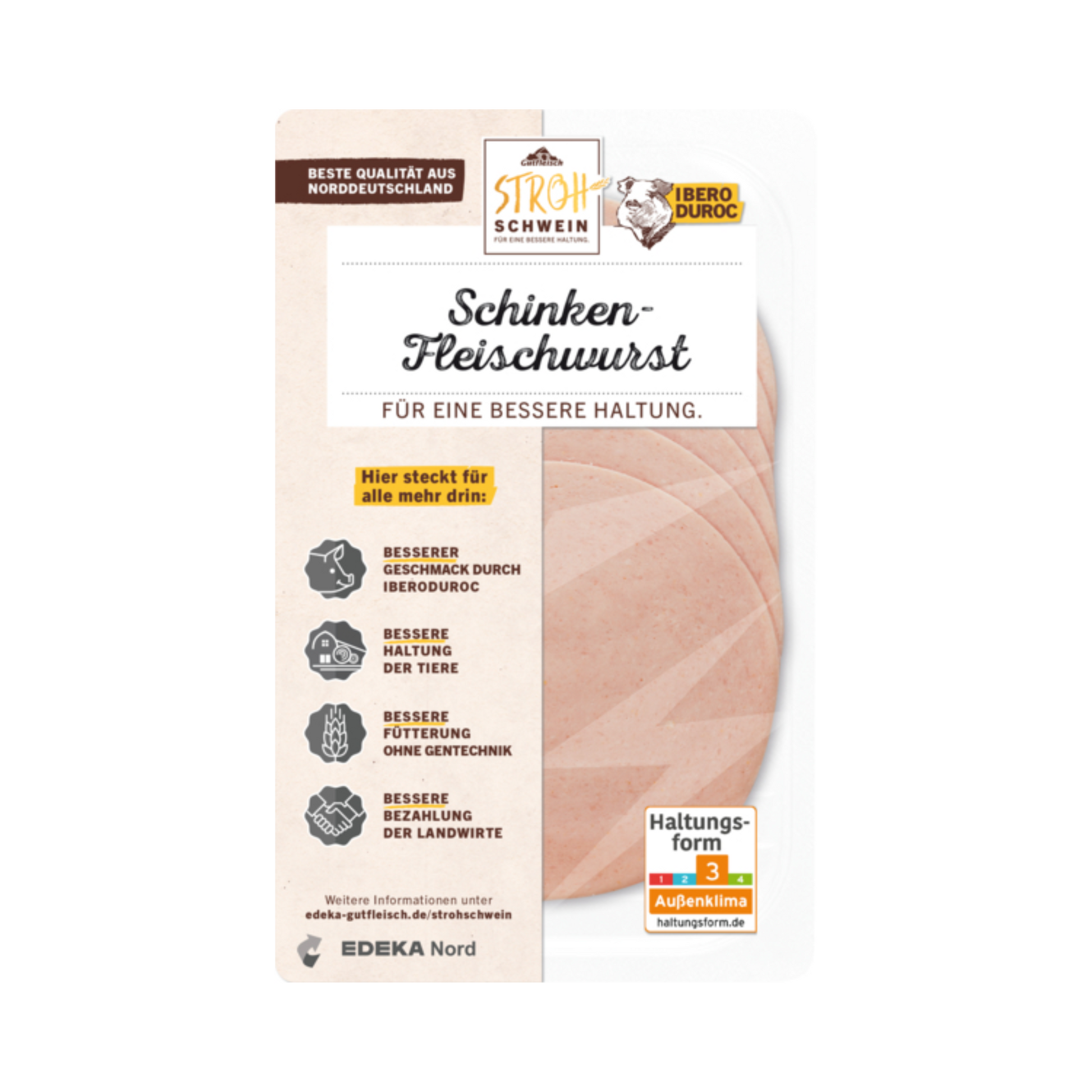 Gutfleisch Strohschwein Schinkenfleischwurst 80g foodpipe [Lebensmittel-Lieferservice Rostock]