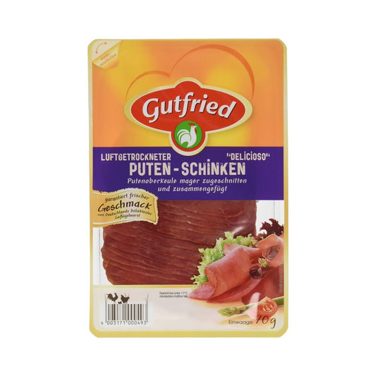 Gutfried Delicioso Luftgetrockneter Puten Schinken 70g foodpipe [Lebensmittel-Lieferservice Rostock]