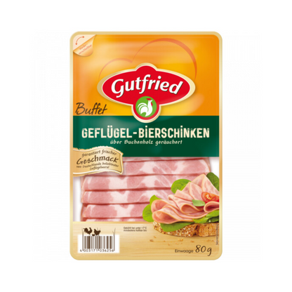 Gutfried Geflügel Bierschinken Buffet 80g foodpipe [Lebensmittel-Lieferservice Rostock]