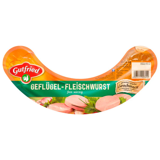 Gutfried Geflügel Fleischwurst 400g foodpipe [Lebensmittel-Lieferservice Rostock]