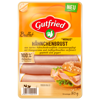 Gutfried Hähnchenbrust Mango-Curry 80g foodpipe [Lebensmittel-Lieferservice Rostock]