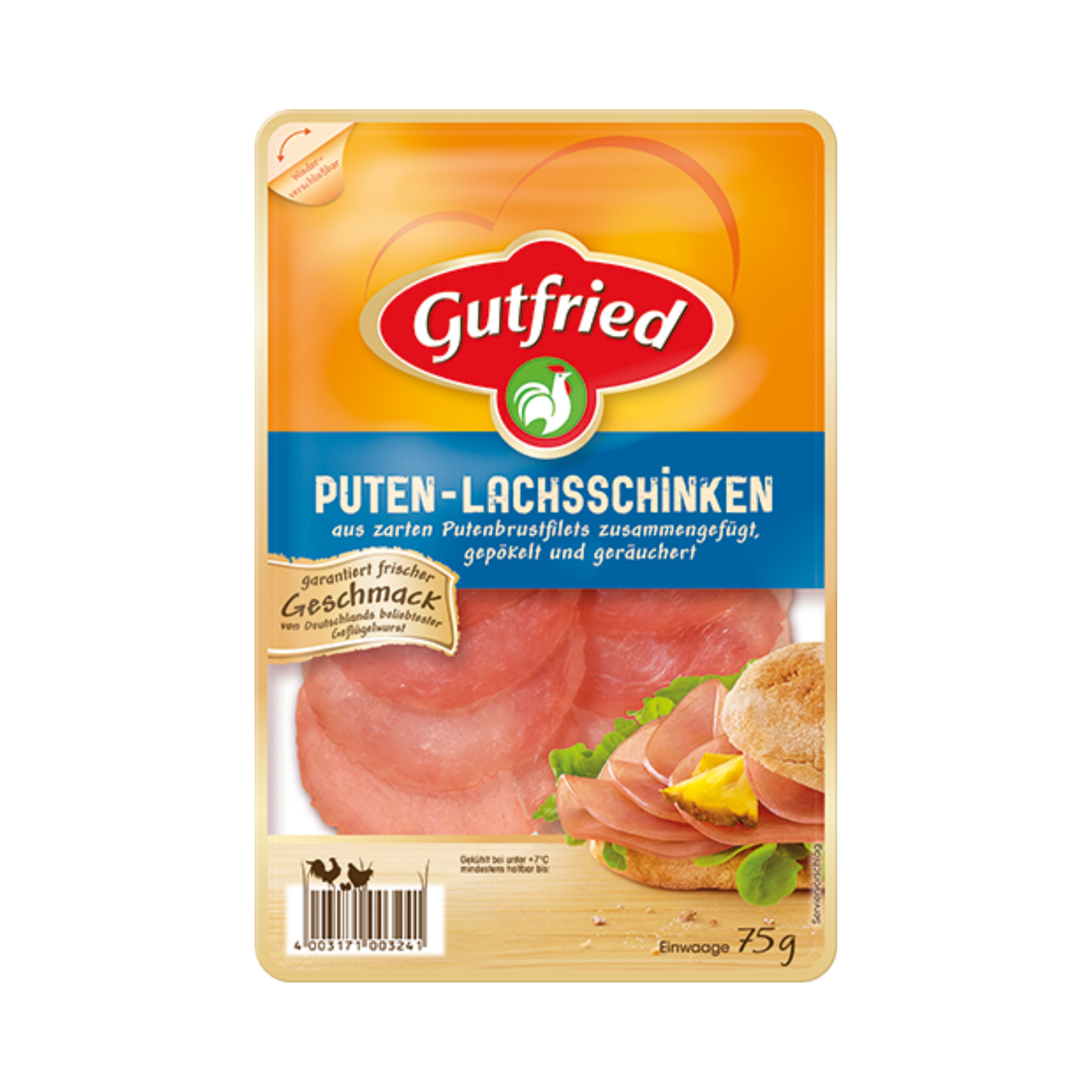 Gutfried Puten-Lachschinken 75g foodpipe [Lebensmittel-Lieferservice Rostock]