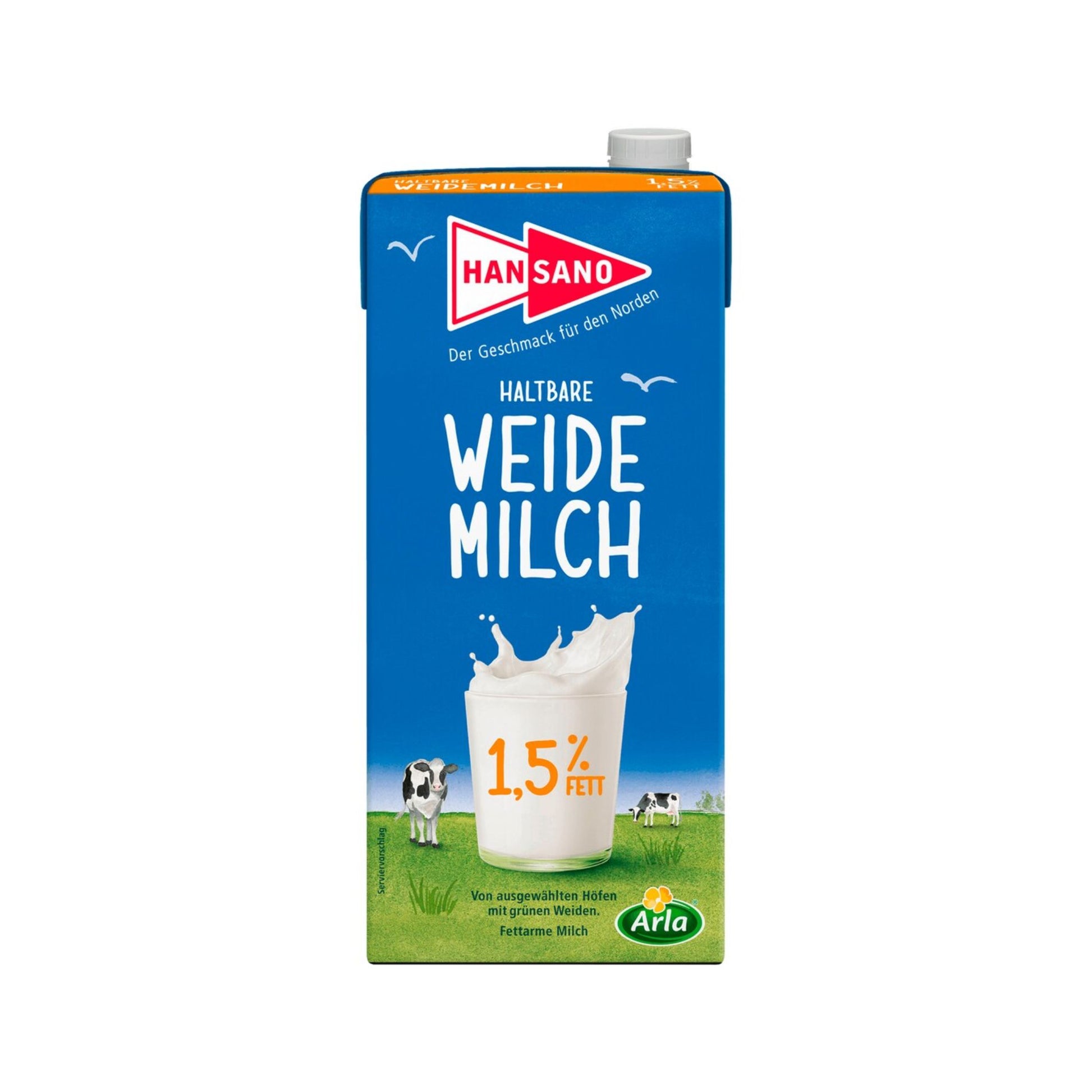 Hansano H-Weidemilch 1,5%1l foodpipe [Lebensmittel-Lieferservice Rostock]