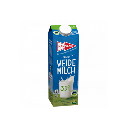 Hansano Maxi Weidemilch 3,9%1l foodpipe [Lebensmittel-Lieferservice Rostock]