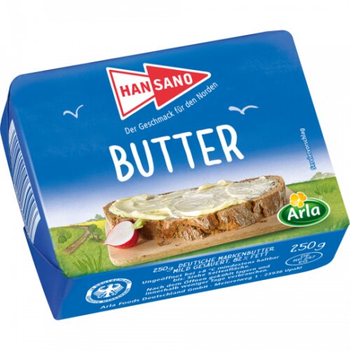 Hansano deutsche Markenbutter mildgesäuert 250g foodpipe [Lebensmittel-Lieferservice Rostock]