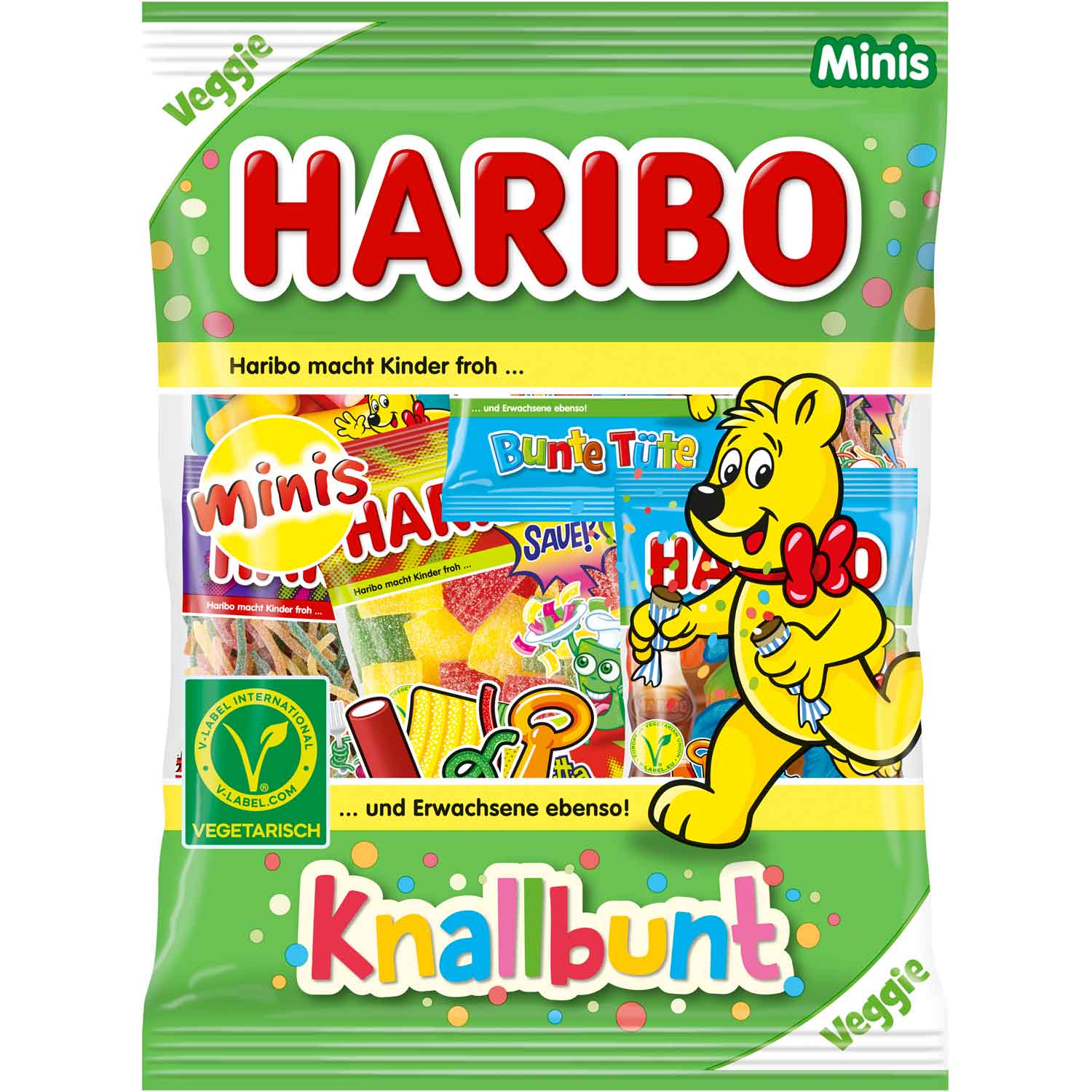 Haribo Fruchtgummi Mischung teilweise mit Cola Geschmack Knallbunt Minis 230g foodpipe [Lebensmittel-Lieferservice Rostock]