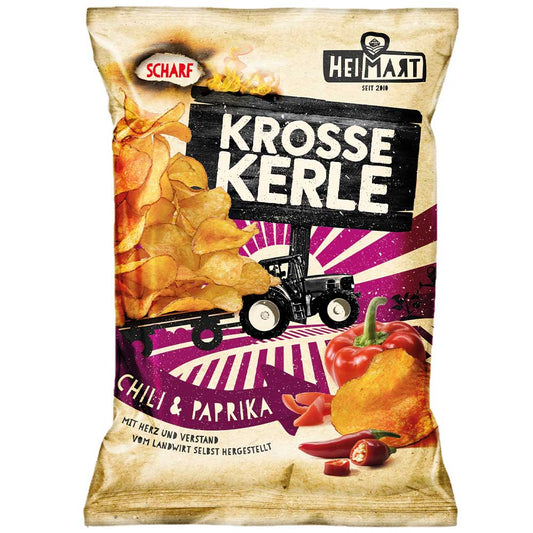 Heimart Krosse Kerle Kartoffelchips mit Schale geröstet mit Chili&Paprika 115g foodpipe [Lebensmittel-Lieferservice Rostock]