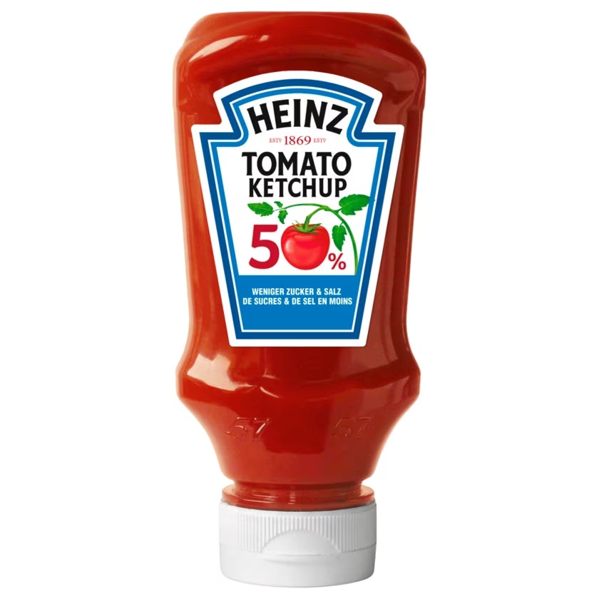Heinz Tomato Ketchup mit 50% weniger Zucker und Salz 220ml foodpipe [Lebensmittel-Lieferservice Rostock]