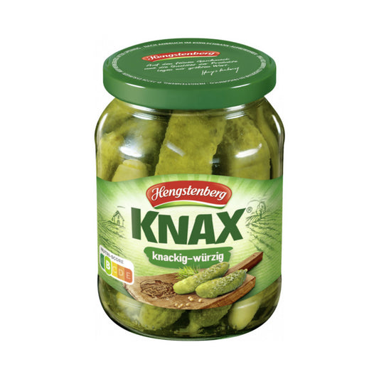Hengstenberg Knax Gewürzgurken 330g foodpipe [Lebensmittel-Lieferservice Rostock]