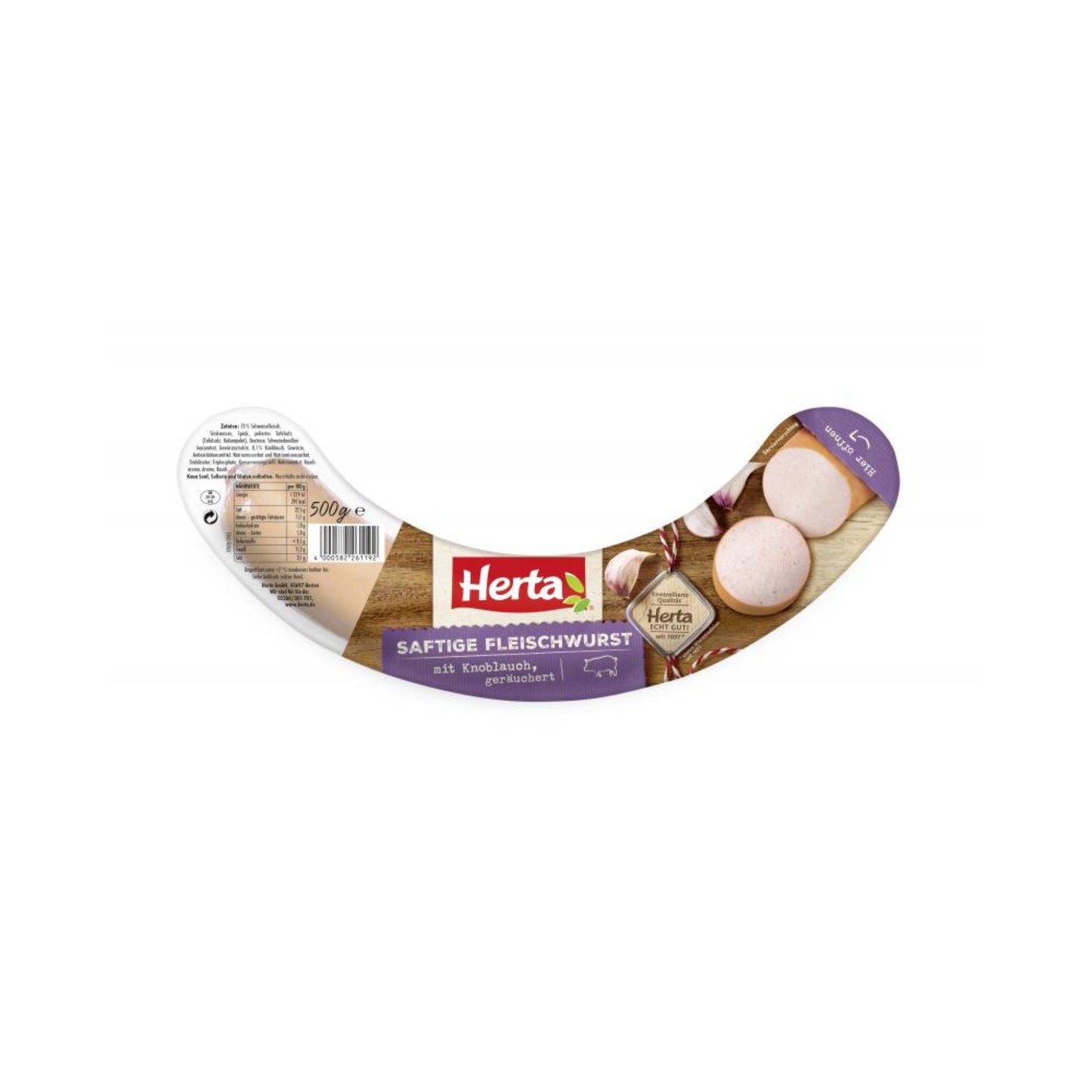 Herta Saftige Fleischwurst mit Knoblauch 500g foodpipe [Lebensmittel-Lieferservice Rostock]