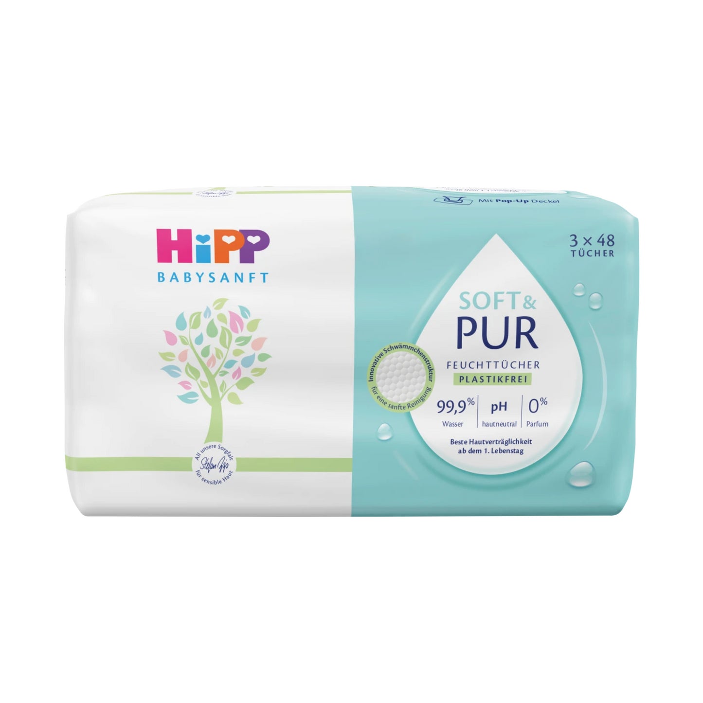 Hipp Babysanft Feuchttücher Soft and Pur 3x48ST foodpipe [Lebensmittel-Lieferservice Rostock]