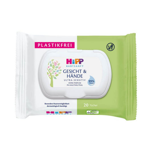 Hipp Babysanft Gesicht&Hände Tücher 20ST foodpipe [Lebensmittel-Lieferservice Rostock]
