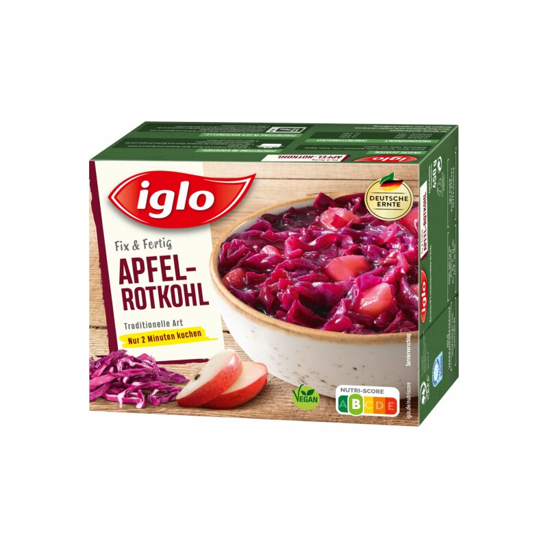 Iglo Apfel-Rotkohl portionierbar vegan 450g foodpipe [Lebensmittel-Lieferservice Rostock]