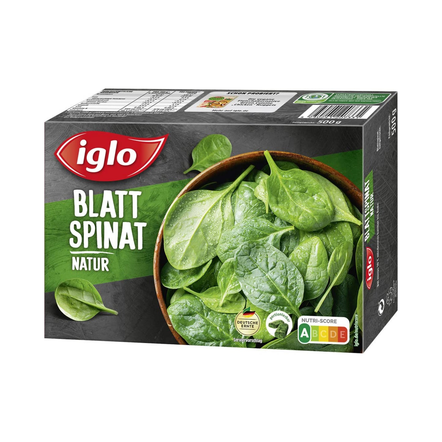 Iglo Blattspinat portionierbar 500g foodpipe [Lebensmittel-Lieferservice Rostock]