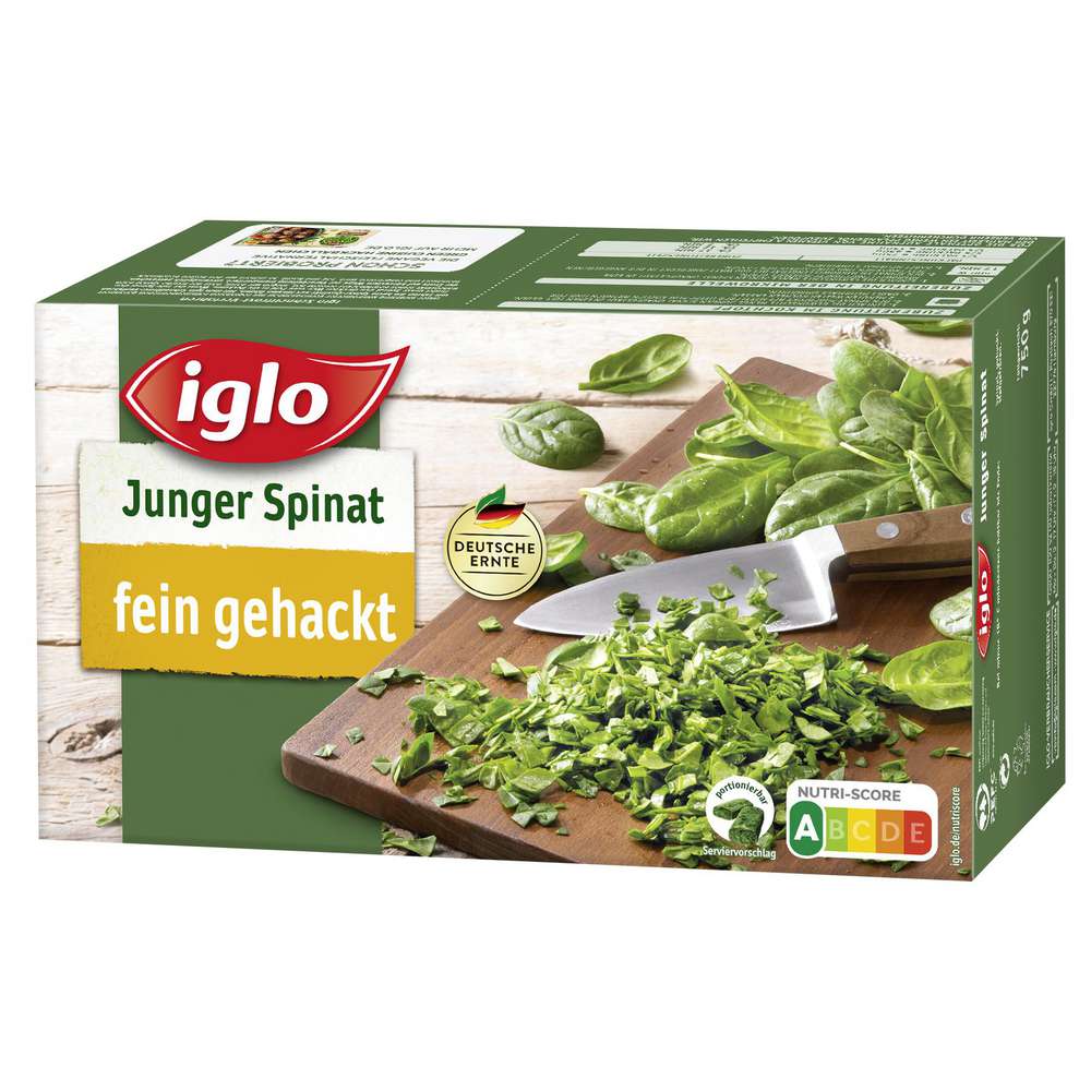 Iglo Junger Spinat portionierbar 750g foodpipe [Lebensmittel-Lieferservice Rostock]