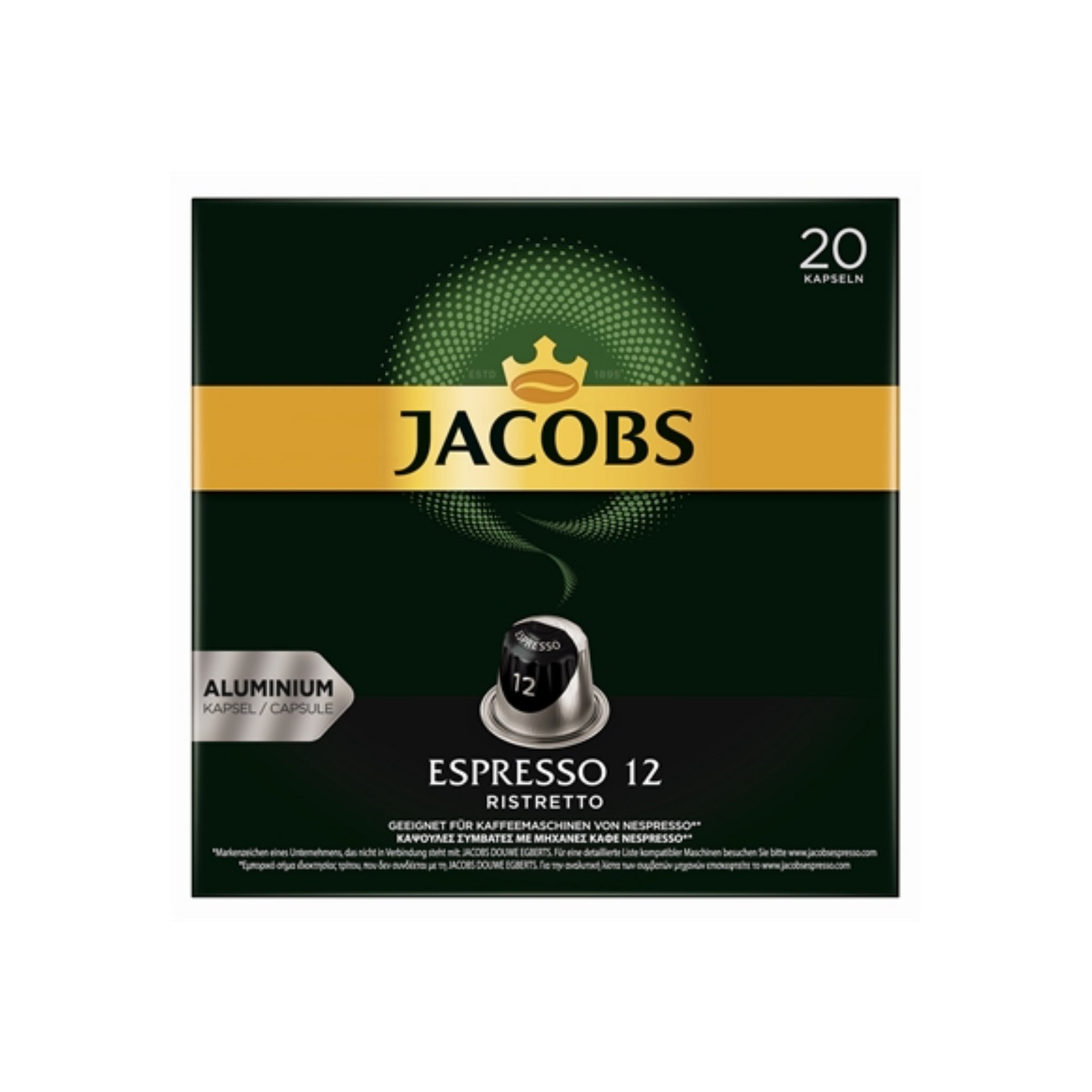 Jacobs Espresso Kapseln 12 Ristretto 20ST 104g foodpipe [Lebensmittel-Lieferservice Rostock]