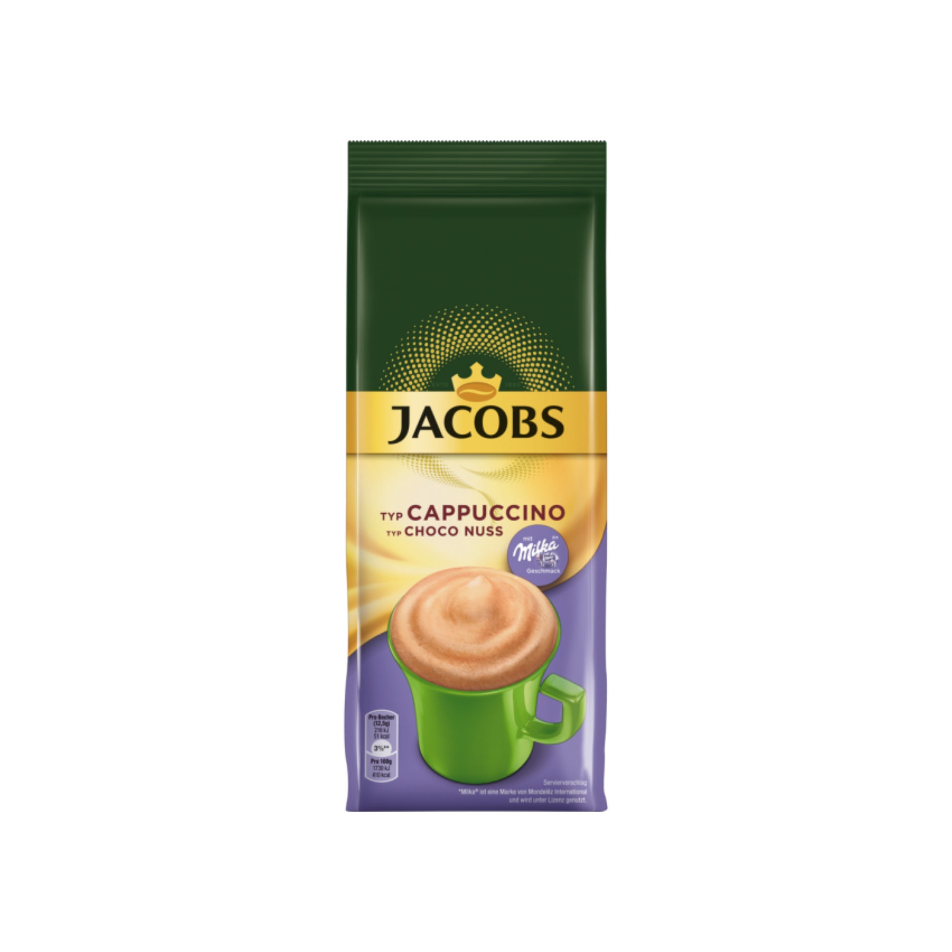 Jacobs Instant Choco Cappuccino Nuss Nachfüllbeutel 500g foodpipe [Lebensmittel-Lieferservice Rostock]