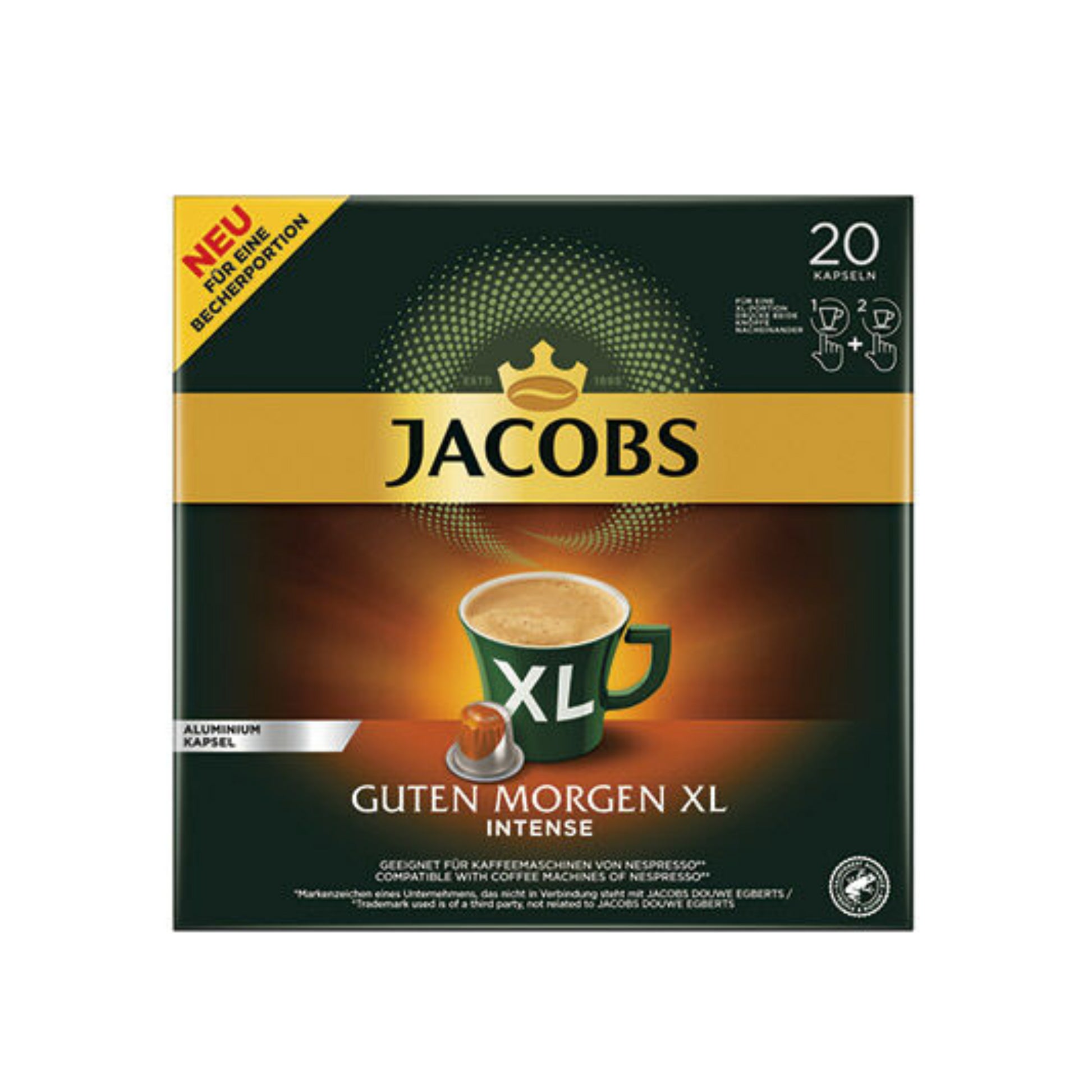 Jacobs Kapseln Guten Morgen XL Intense 20ST 114g foodpipe [Lebensmittel-Lieferservice Rostock]