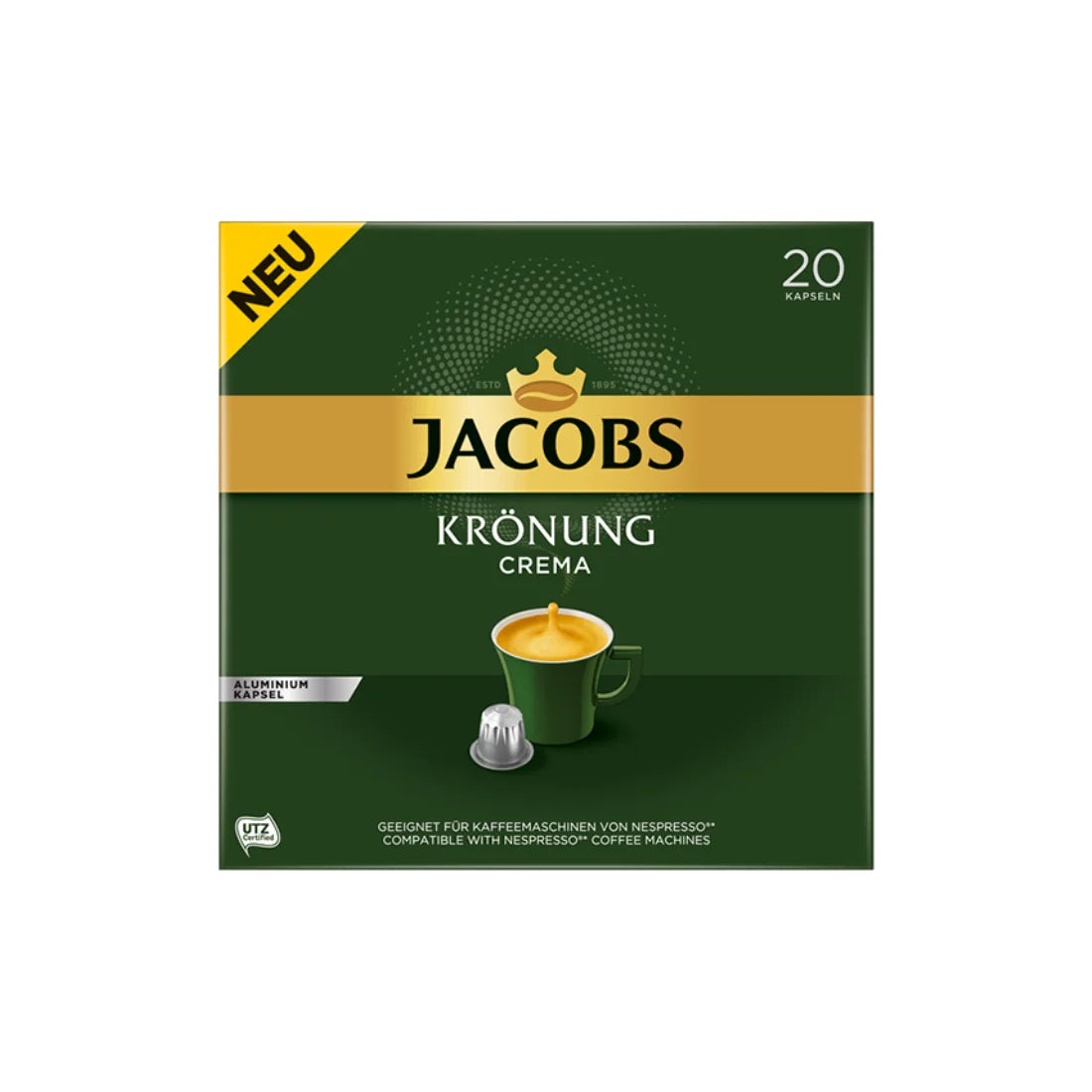 Jacobs Krönung Crema Kapseln 20ST 104g foodpipe [Lebensmittel-Lieferservice Rostock]