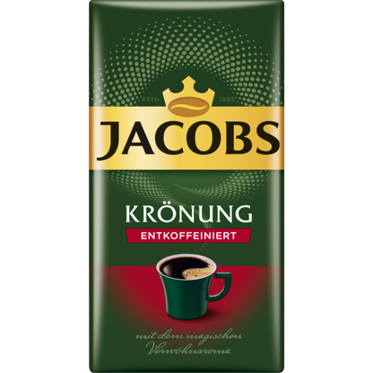 Jacobs Krönung Kaffee entkoffeiniert gemahlen 500g foodpipe [Lebensmittel-Lieferservice Rostock]