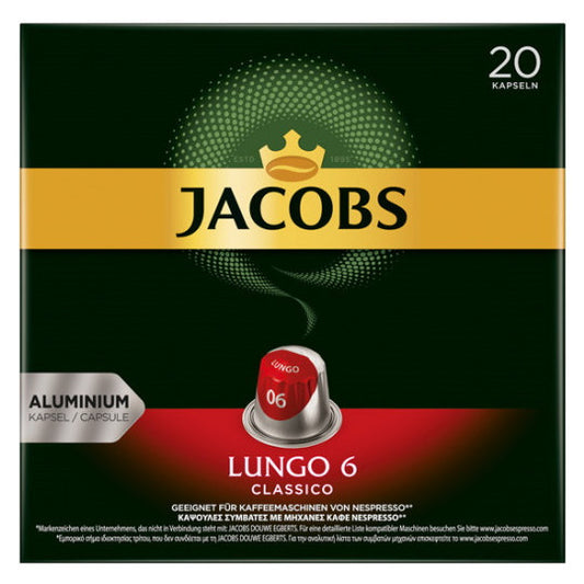 Jacobs Lungo Kapseln 6 Classico 20ST 104g foodpipe [Lebensmittel-Lieferservice Rostock]