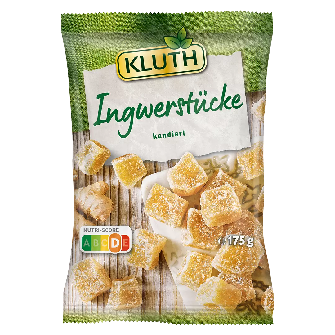 Kluth Ingwerstücke kandiert 175g foodpipe [Lebensmittel-Lieferservice Rostock]