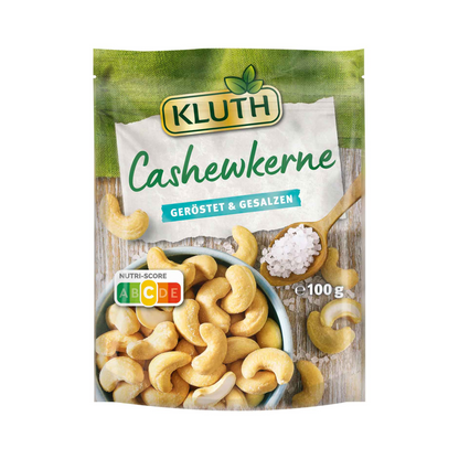 Kluth Salz-Cashewkerne geröstet und gesalzen 100g foodpipe [Lebensmittel-Lieferservice Rostock]