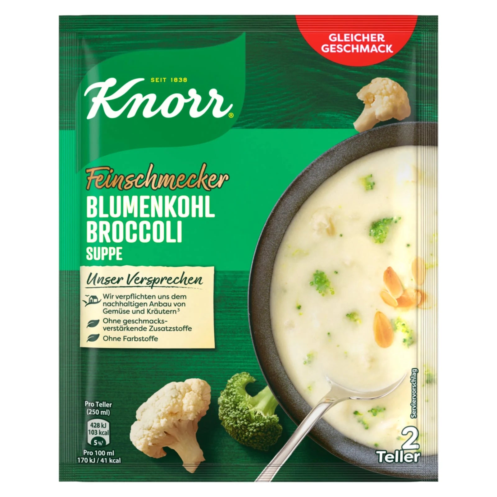 Knorr Feinschmecker Blumenkohl Broccoli Suppe für 500ml 48g foodpipe [Lebensmittel-Lieferservice Rostock]