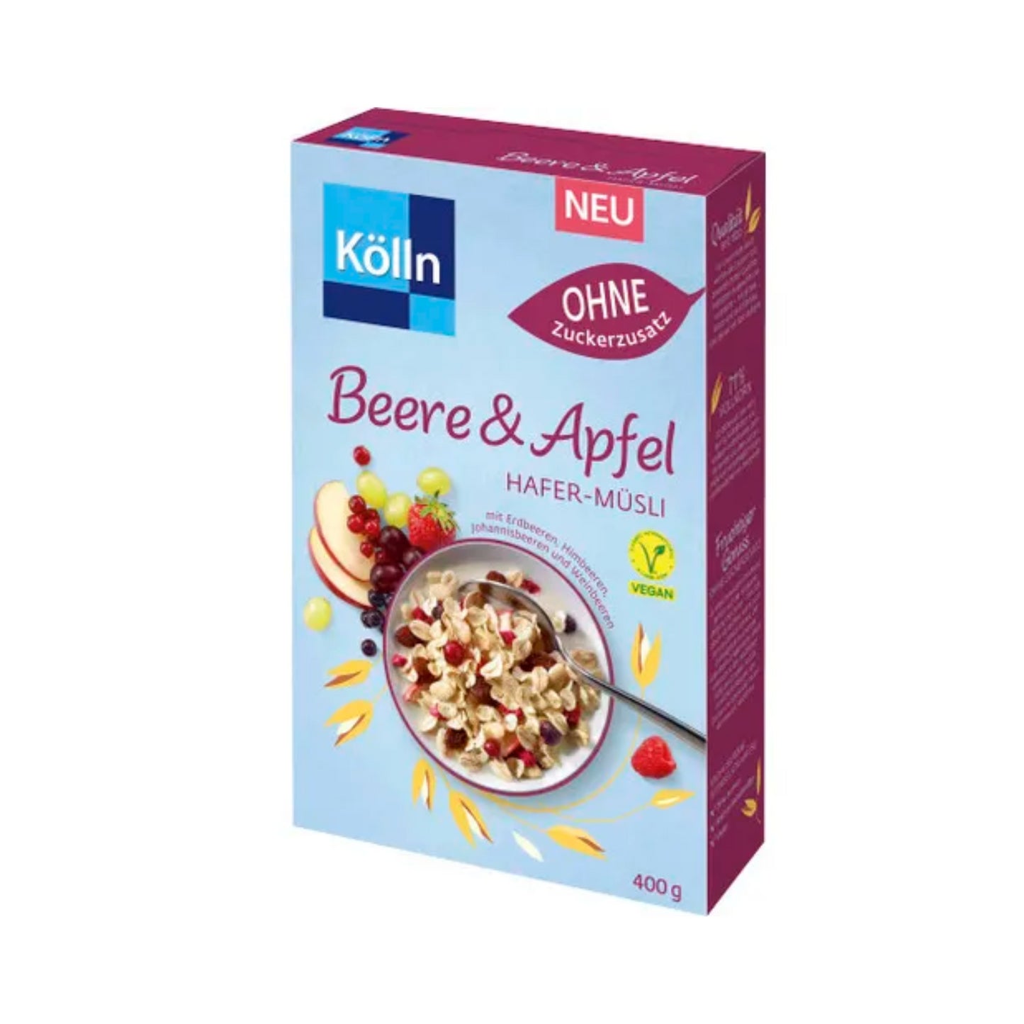 Kölln Beere&Apfel Hafer-Müsli vegan,ohne Zuckerzusatz 400g foodpipe [Lebensmittel-Lieferservice Rostock]