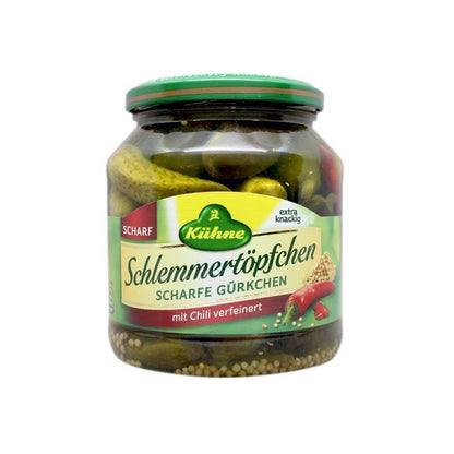 Kühne Schlemmertöpfchen Scharfe Gürkchen 530g foodpipe [Lebensmittel-Lieferservice Rostock]