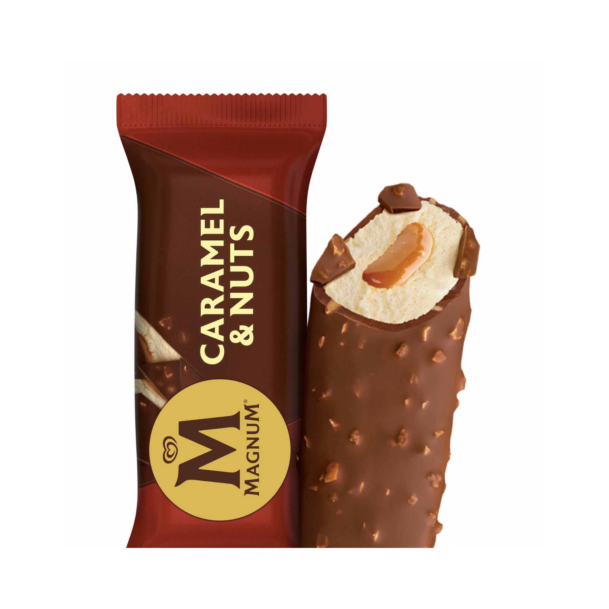 Langnese Magnum Caramel&Nuts Riegel 64ml foodpipe [Lebensmittel-Lieferservice Rostock]