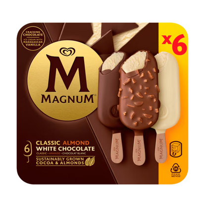 Langnese Magnum Classic Almond White Chocolate 6ST 580ml foodpipe [Lebensmittel-Lieferservice Rostock]